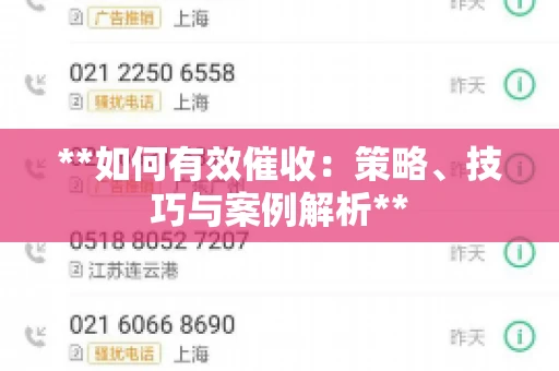 **如何有效催收：策略、技巧与案例解析**