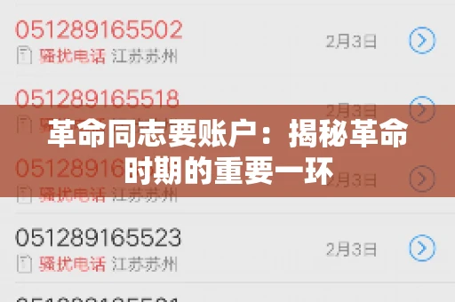革命同志要账户：揭秘革命时期的重要一环
