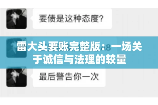 雷大头要账完整版：一场关于诚信与法理的较量