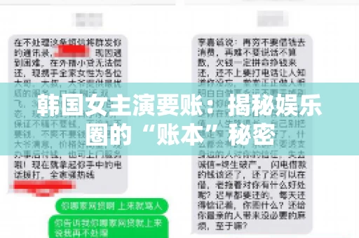 韩国女主演要账：揭秘娱乐圈的“账本”秘密