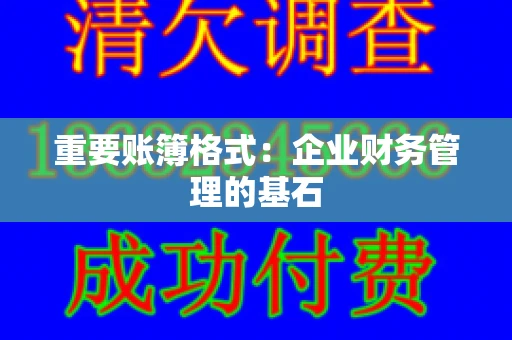 重要账簿格式：企业财务管理的基石