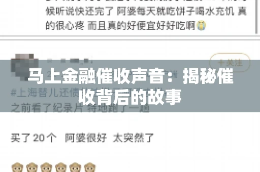 马上金融催收声音：揭秘催收背后的故事